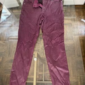 Express size 12 burgundy faux leather jeans